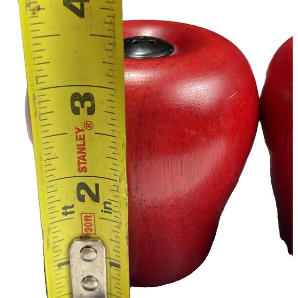 Vintage Retro Cook’s Club Wooden Red Apple Salt Shaker and Pepper Grinder Taiwan - Picture 7 of 8